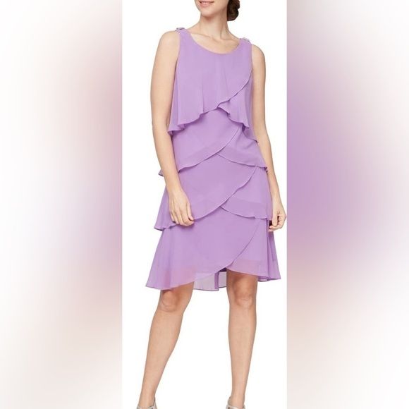 SI Fashions Tiered Chiffon Dress Party Formal Ruffled Sleeveless
Purple Amethyst - Picture 5 of 12